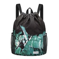 Waterproof Drawstring Backpack Sports Gym Sackpack With Mesh Pocket