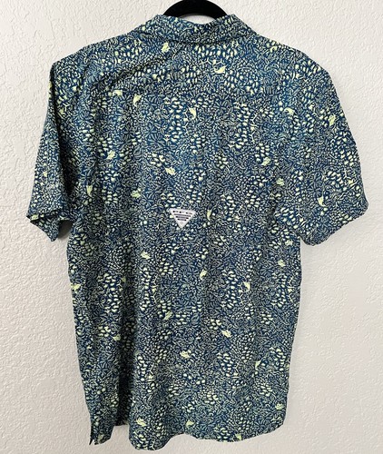 Columbia PFG Shirt Mens Small Green Short Sleeve Button Down Fishing Hiking - Picture 3 of 3