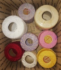 2 New & 5 Used Vtg Clark's Big Ball Size 30 3 Cord Crochet Thread, + Random Red