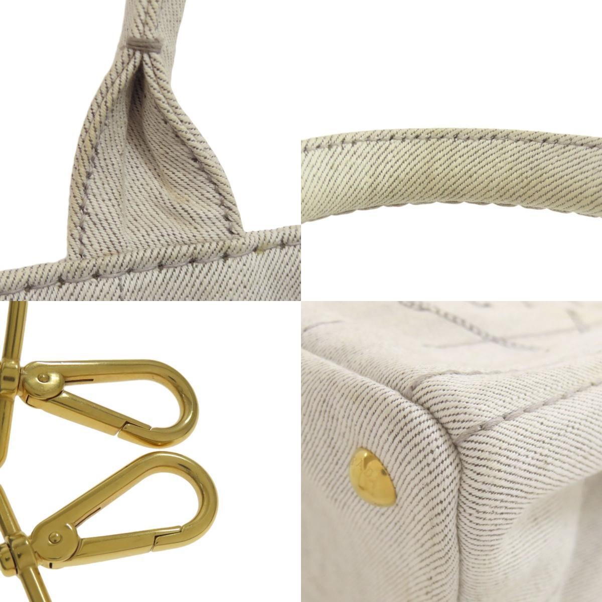 PRADA Canapa Mini 2WAY Handbag Denim Women s Used from japan thumbnail 9