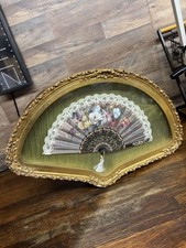 Vintage Hand-Painted Fan in Shadow Box, UNKNOWN MAKER OR BRAND