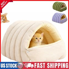 Pet Winter Cave - Cozy Monster Cat Bed - Warm Soft Plush Enclosed Pet House