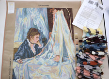 NEW Vtg French Painted Needlepoint Canvas Morisot "The Cradle" Royal Paris Wool