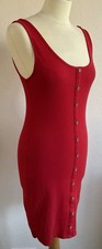 New Look Ribbed Vest Dress, Button Front Feature, Red, UK 10