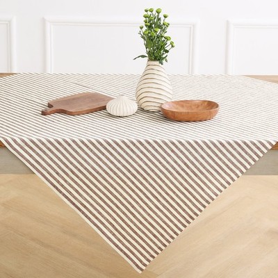 Linen Table Throw for Fall, Thanksgiving & Christmas, Amalfi Stripe, Solino Home