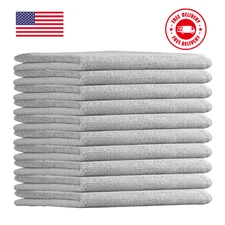 10 Pack Microfiber Cleaning Cloths – Lint Free, Absorbent 12x12 Towels (Grey)