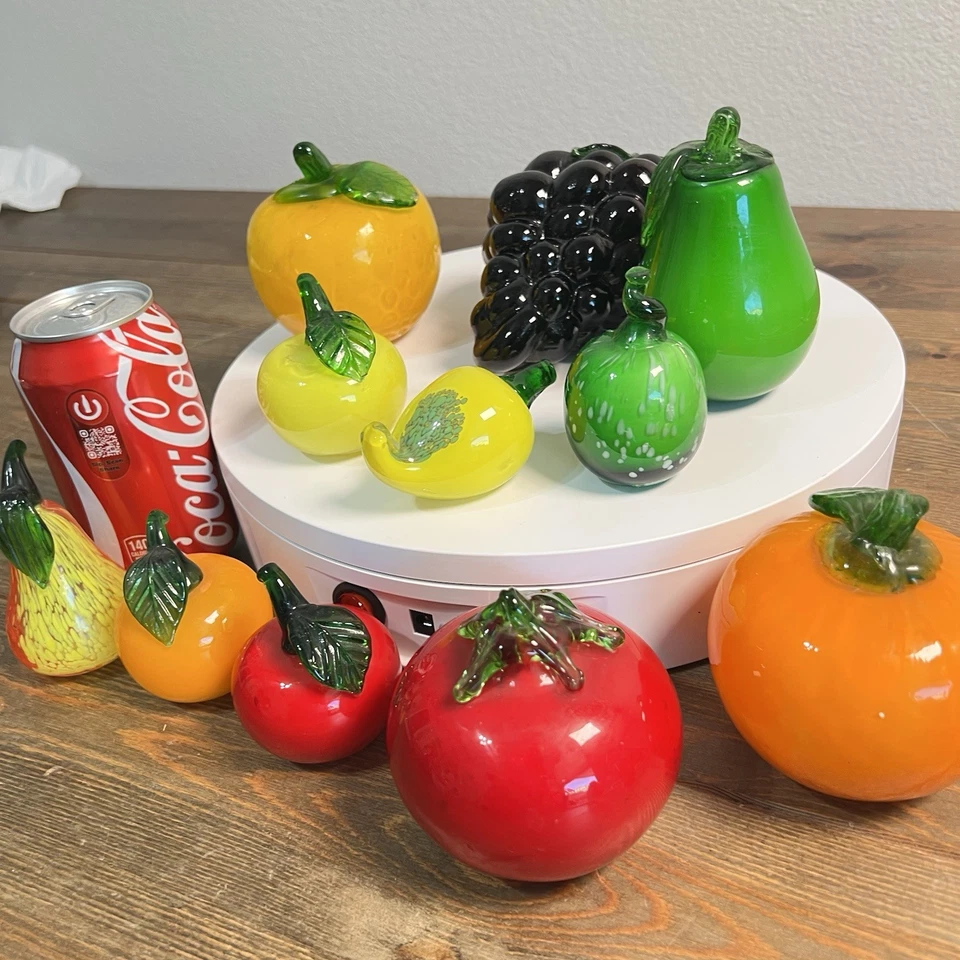 Vintage Hand-Blown Glass Vegetables, Fruits Murano Style Art Deco Set 11 - Image 2 of 4