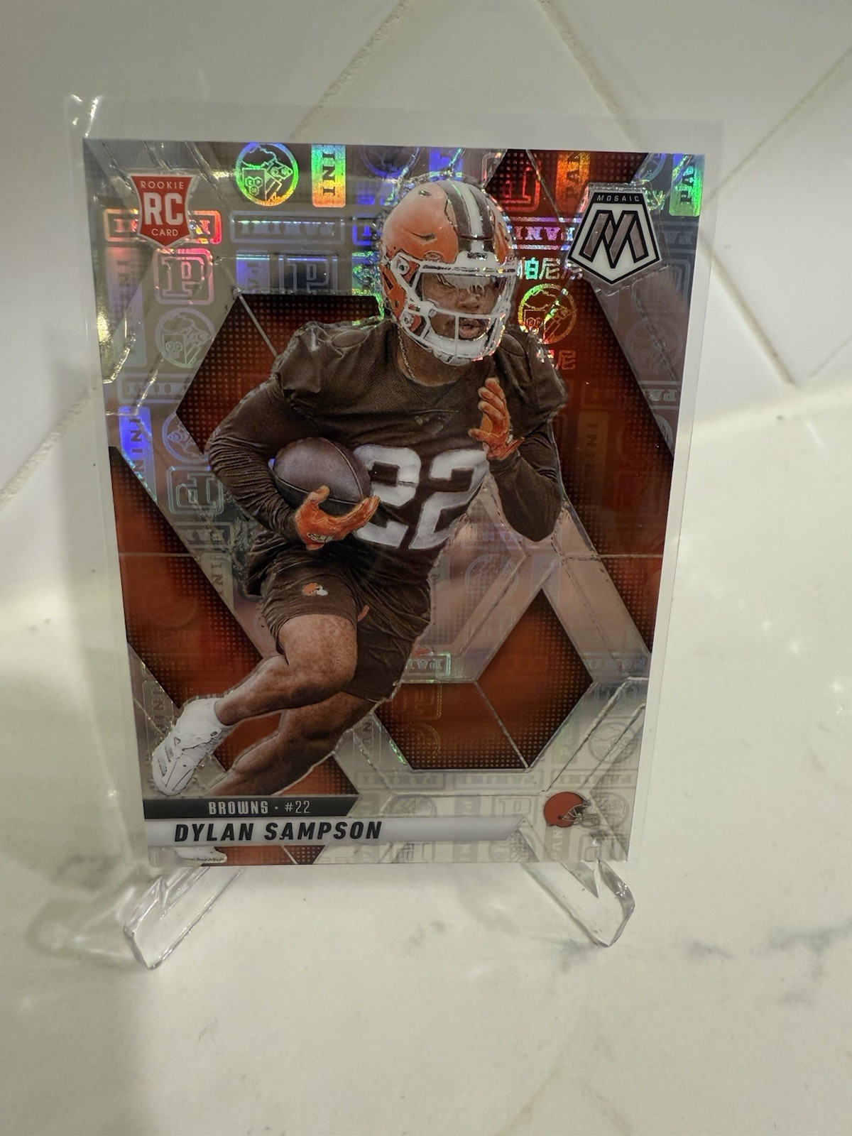 2025 Panini Mosaic Dylan Sampson Silver Knight Parallel /149 Browns (RC) #355