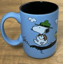 SNOOPY Park Ranger Coffee Mug w/ Woodstock Camping  Tea Cup 18 oz. Blue NEW