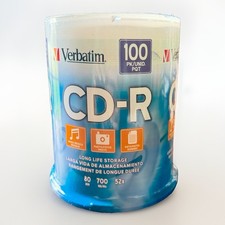 Verbatim 100-Pack CD-R Discs 700MB 80 Min 52x Speed Spindle New Sealed