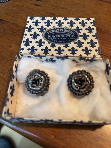 Vintage Peruzzi Bros 800 Silver Snap On Earrings With Original Box