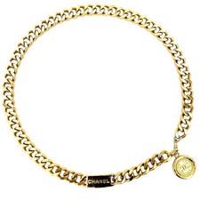 Chanel Chain Belt Gold Coco Mark Coin Motif GP Vintage