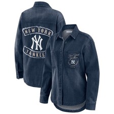 Women's WEAR by Erin Andrews  Denim New York Yankees Washed Oversized Denim