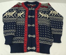 Vintage Dale Of Norway Sweater Youth 8 Red Blue Ski Wool Olympic Reindeer Nice