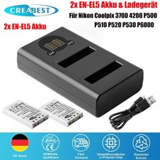 2x EN-EL5 Akku & Dual Ladegerät Für Nikon Coolpix 3700 4200 P500 P510 P520 P530