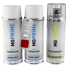 Autolack 2K Spraydosen Set für Tesla PMMR Sunset Red Grund Basis 2K Klarlack