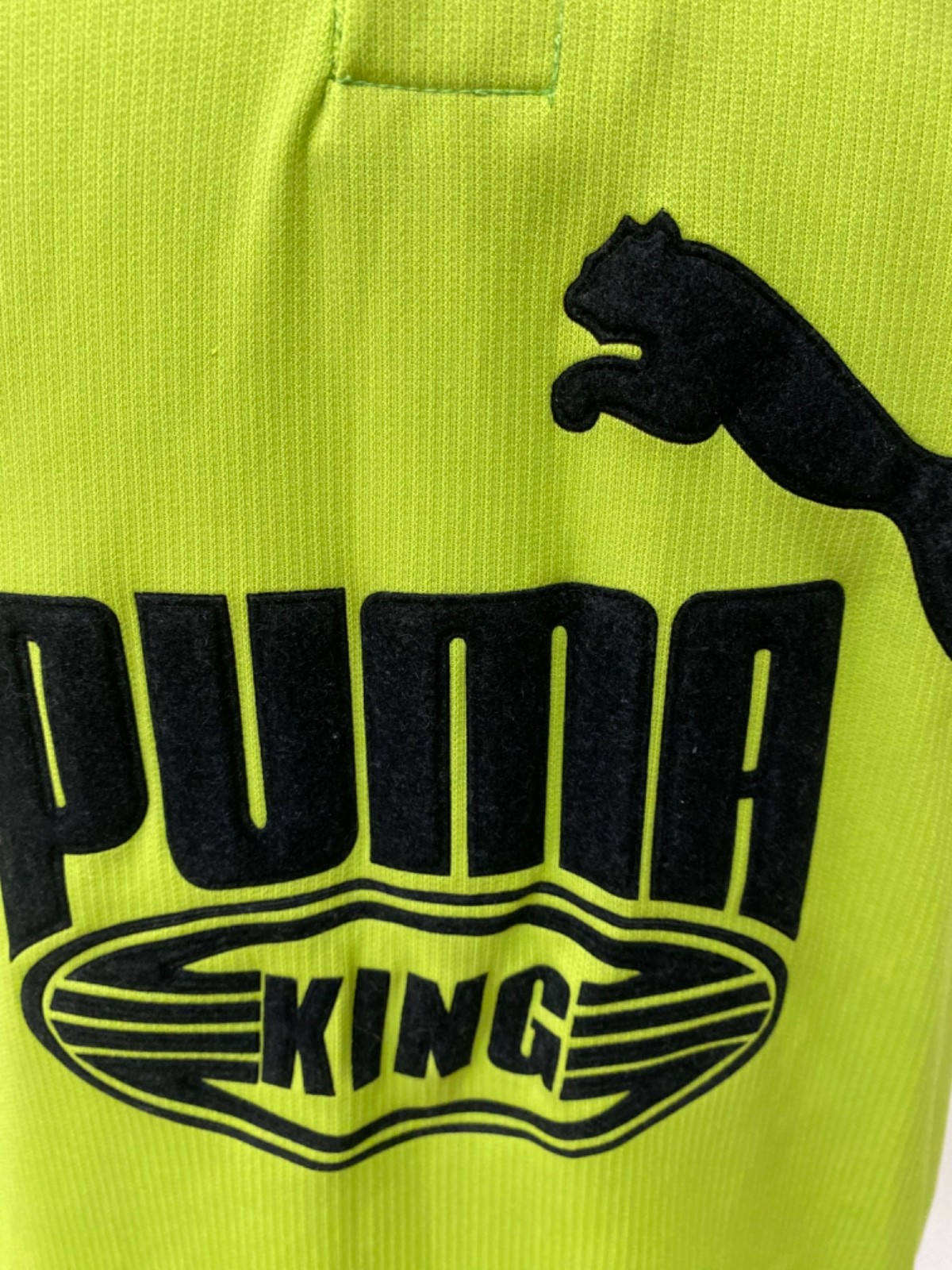 PUMA KING VINTAGE lime green T-SHIRT Retro 90s Training Tee Top Size Large RARE image 3