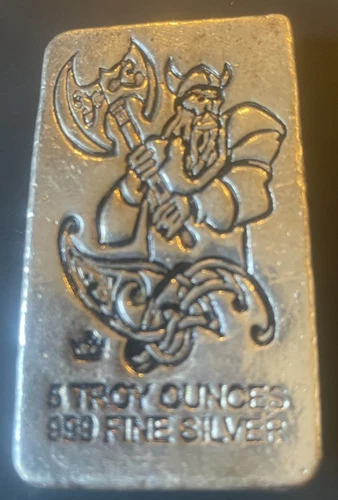 5 Oz Fine Silver Hand Poured, Viking Battle Axe, Monarch Precious Metals