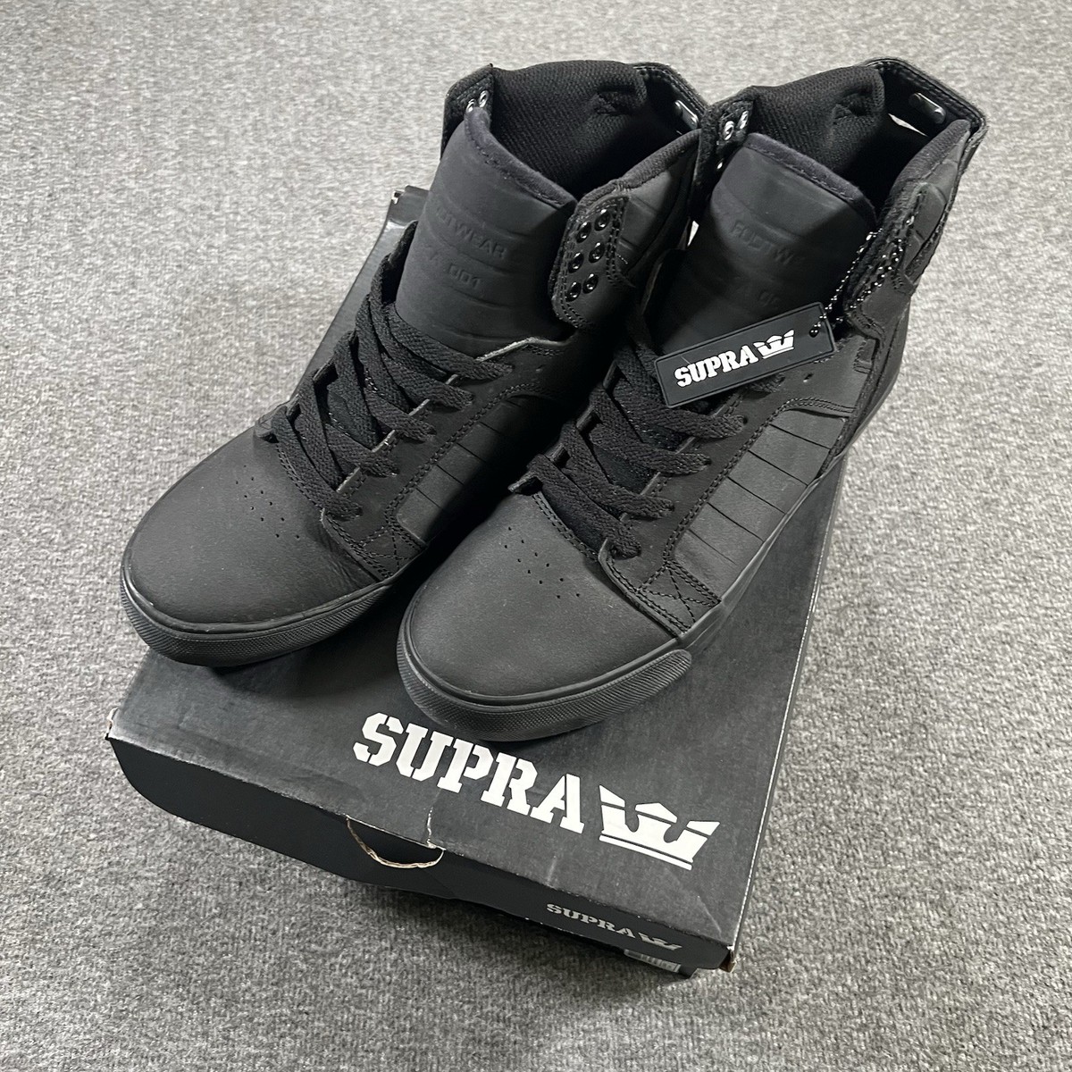 Supra Muska 001 Triple Black SkyTop High Top Red Carpet Shoe