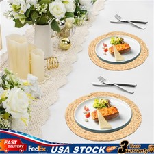 60Pcs Placemats Bulk Plate Chargers ,Woven Placemat Braided Straw Rattan Charger