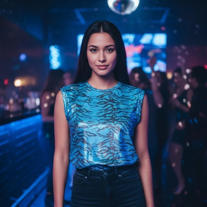 Camiseta sin mangas Lip Service para mujer XL vintage Y2K gótica punk rave glamour rayas de tigre Foto 2 de 4