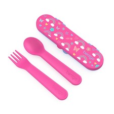 Kids Reusable Fork  Spoon Utensil Set w Case BPA-Free Easy Grip Dishwasher Safe