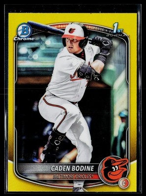 Caden Bodine 2025 Bowman Draft #BDC-63 Chrome Yellow Refractor #/75