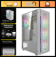 ATX Mid Tower Gaming PC Case, Tempered Glass, 4 ARGB Fans, 6 Fan Support, 360mm