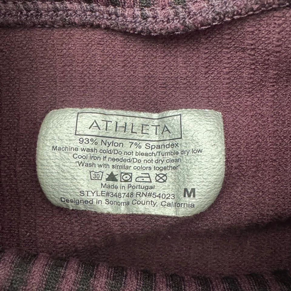 Blusa Athleta Feminina de Malha Sem Costura Gola Alta Manga Longa Borgonha Tamanho M - Imagem 4 de 4