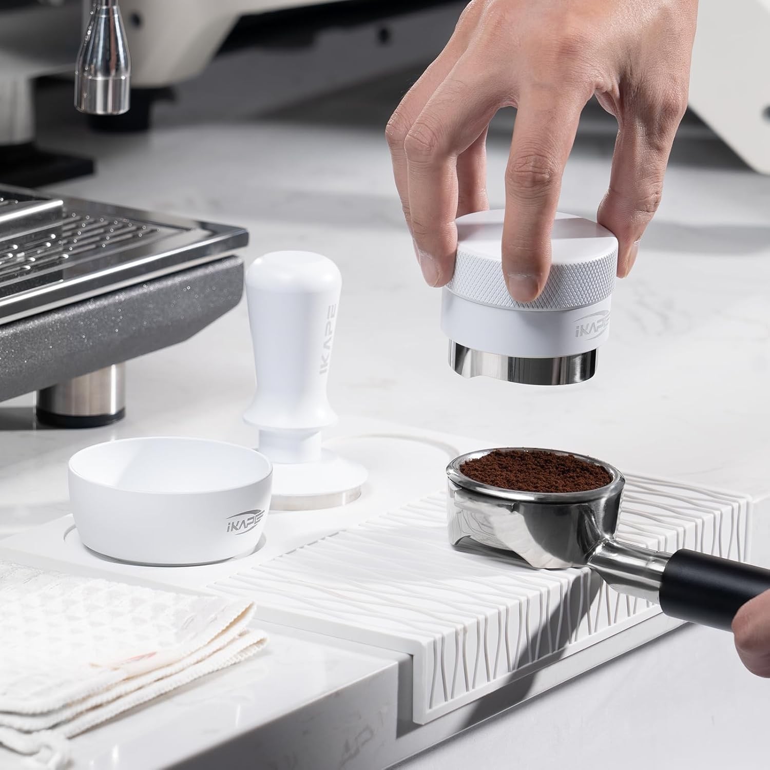 IKAPE 51MM Coffee Tamper Set White 6 IN 1, Espresso Kit, 51MM, 