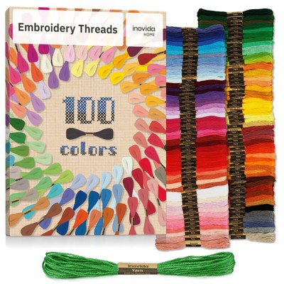 Embroidery Floss Set - 100 Colors, 16 Feet Each: Crafting & Sewing Thread Kit...