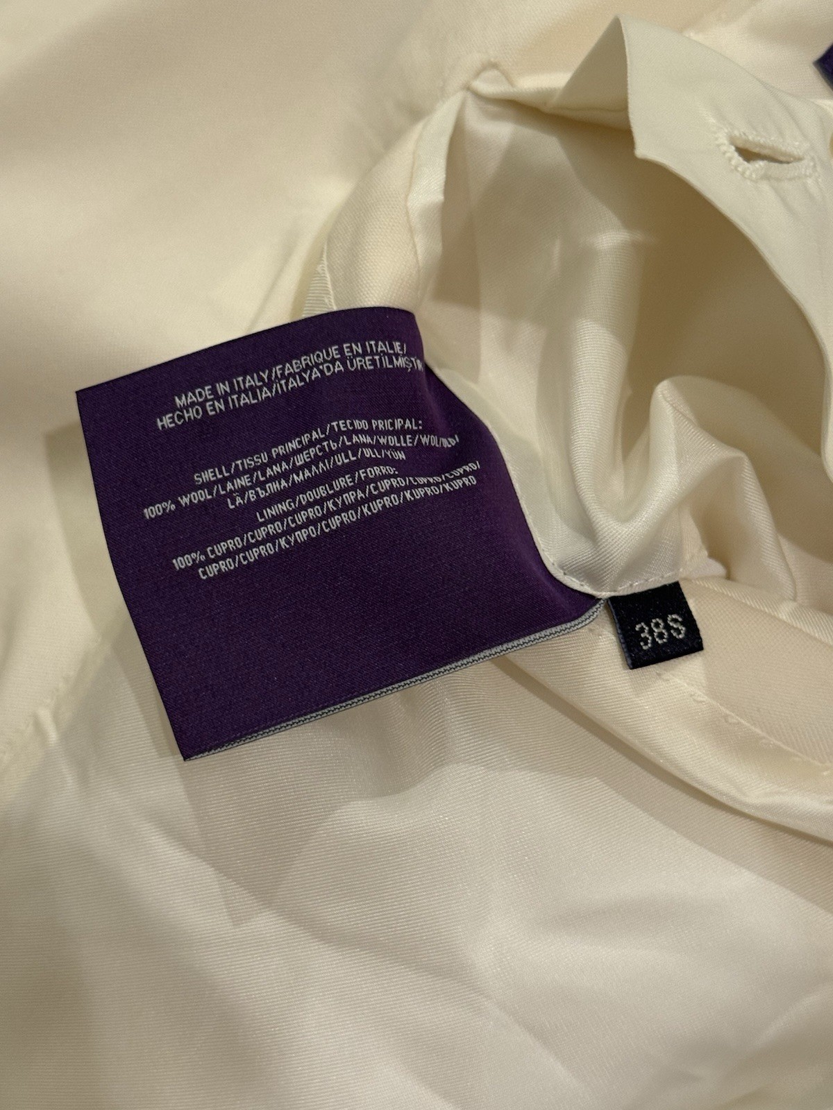 Ralph Lauren Purple Label Ivory Tuxedo Jacket Shawl Lapel Made in Italy 38S image 6