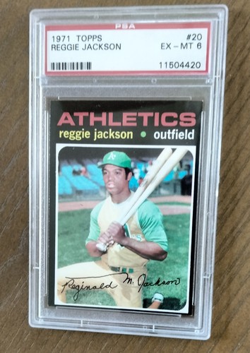VINTAGE 1971 TOPPS BB CARD # 20 REGGIE JACKSON PSA 6 EX-MT w/ BONUS * ONE OWNER