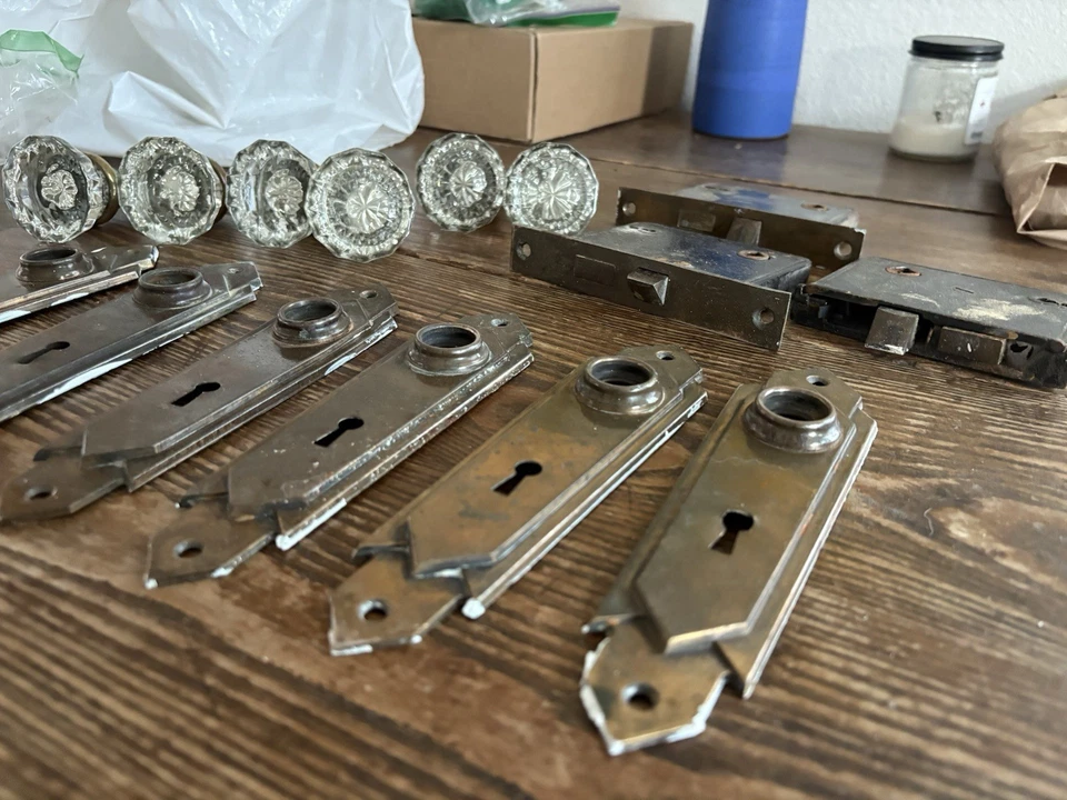 6 старомодных стеклянных врезных дверных ручек - Изображение 3 из 3