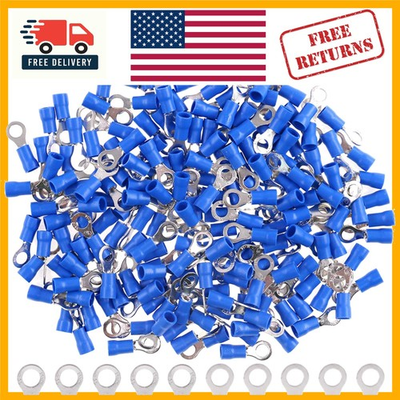 #ad High Quality Blue Insulated Crimp Connectors 100Pcs 16 14 AWG Ring Terminals $17.95