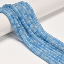 Light Aquamarine Color Dyed Jade Smooth Rondelle Beads Size 2x6mm 15.5'' Strand