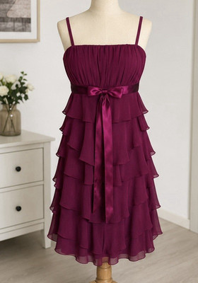 marie lund Damen Cocktailkleid Chiffon lila Rüschen Schleife knielang M