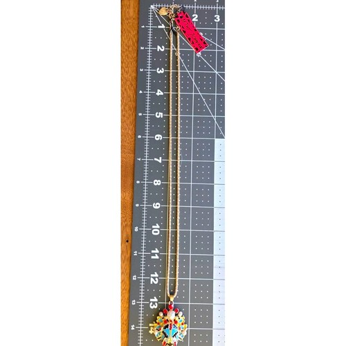 Betsey Johnson goldfarbene chinesische Pekingoper Maske Gesicht Anhänger Halskette - Bild 7 von 9