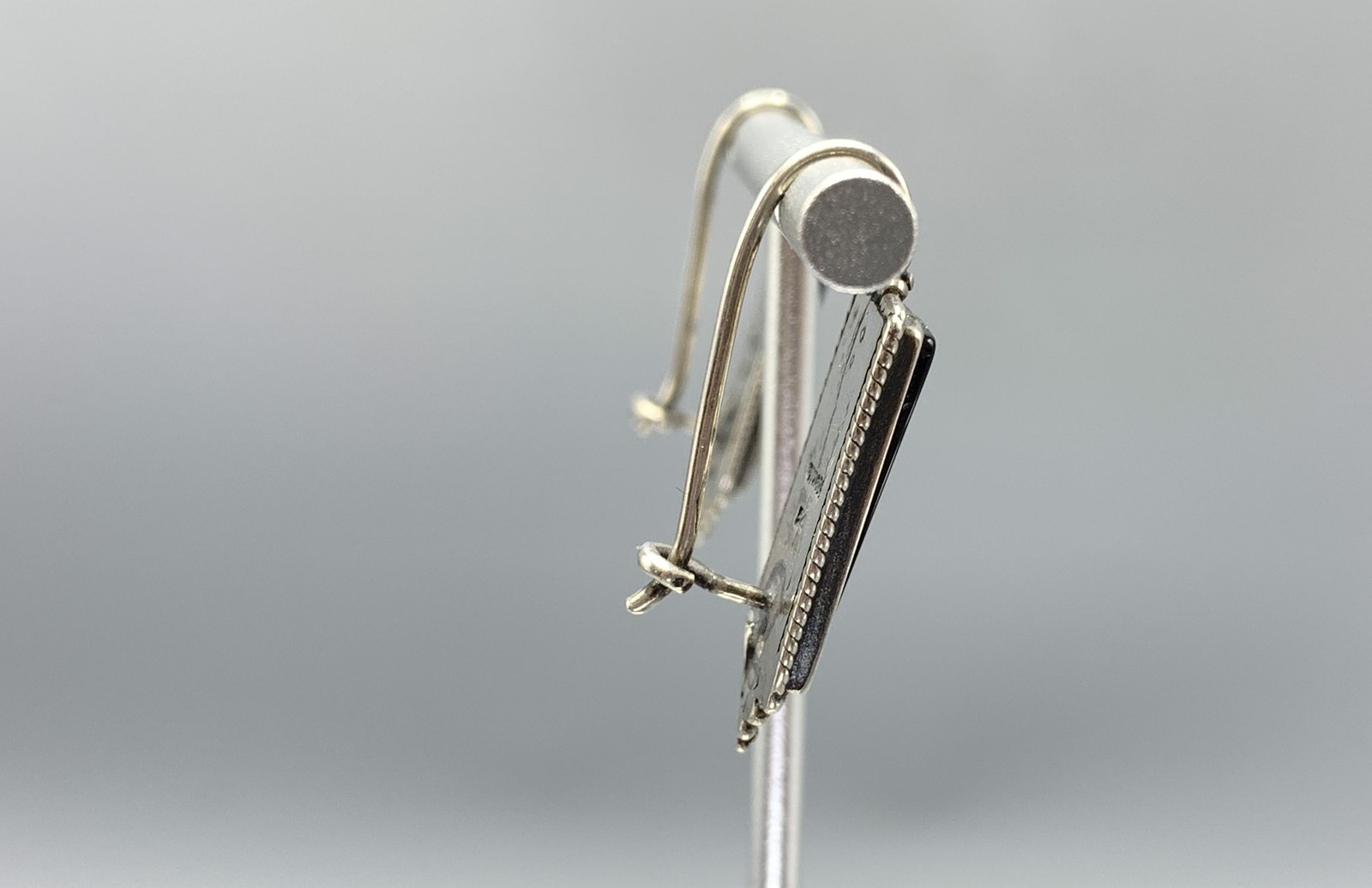 Sterling Silver, Onyx Rectangular Drop Earrings - image 2