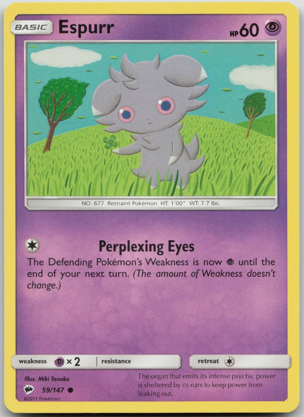 Espurr 59/147 Common Burning Shadows Pokemon Lightly Played