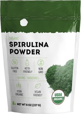 100% Pure Polvo de Espirulina Orgánica Para Apoyo Inmunológico Antioxidante 8 oz