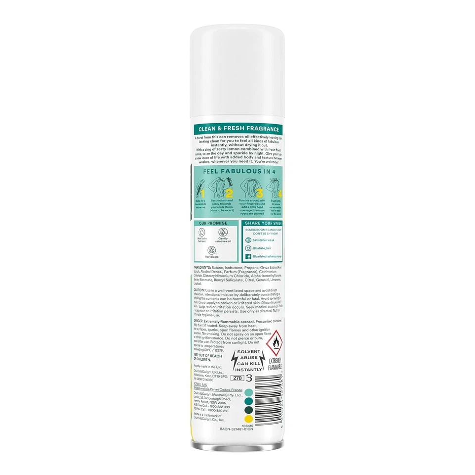 Batiste Dry Shampoo Original Classic Fresh 200ml 3-Pack Instant Hair Refresh - Image 4 of 4