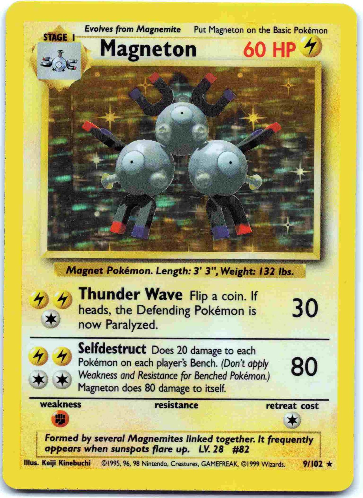 Magneton Holo Rare Base Set BS Lightning Holo 009/102 1999 NM