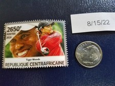 Tiger Woods Golf Golfing PGA 2016 Republique Centrafricaine Perforated Stamp