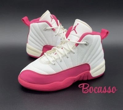 Jordan Air Jordan Girls High Top Sneakers White Pink Leather Lace Up Size 13C