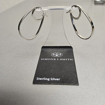 Neu DESIGNER - Simone I Smith - Silber poliert Birne Creolen KLEIN 1 Zoll