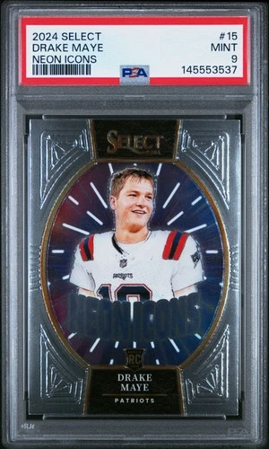 2024 PANINI SELECT NEON ICONS #15 DRAKE MAYE ROOKIE RC PSA 9