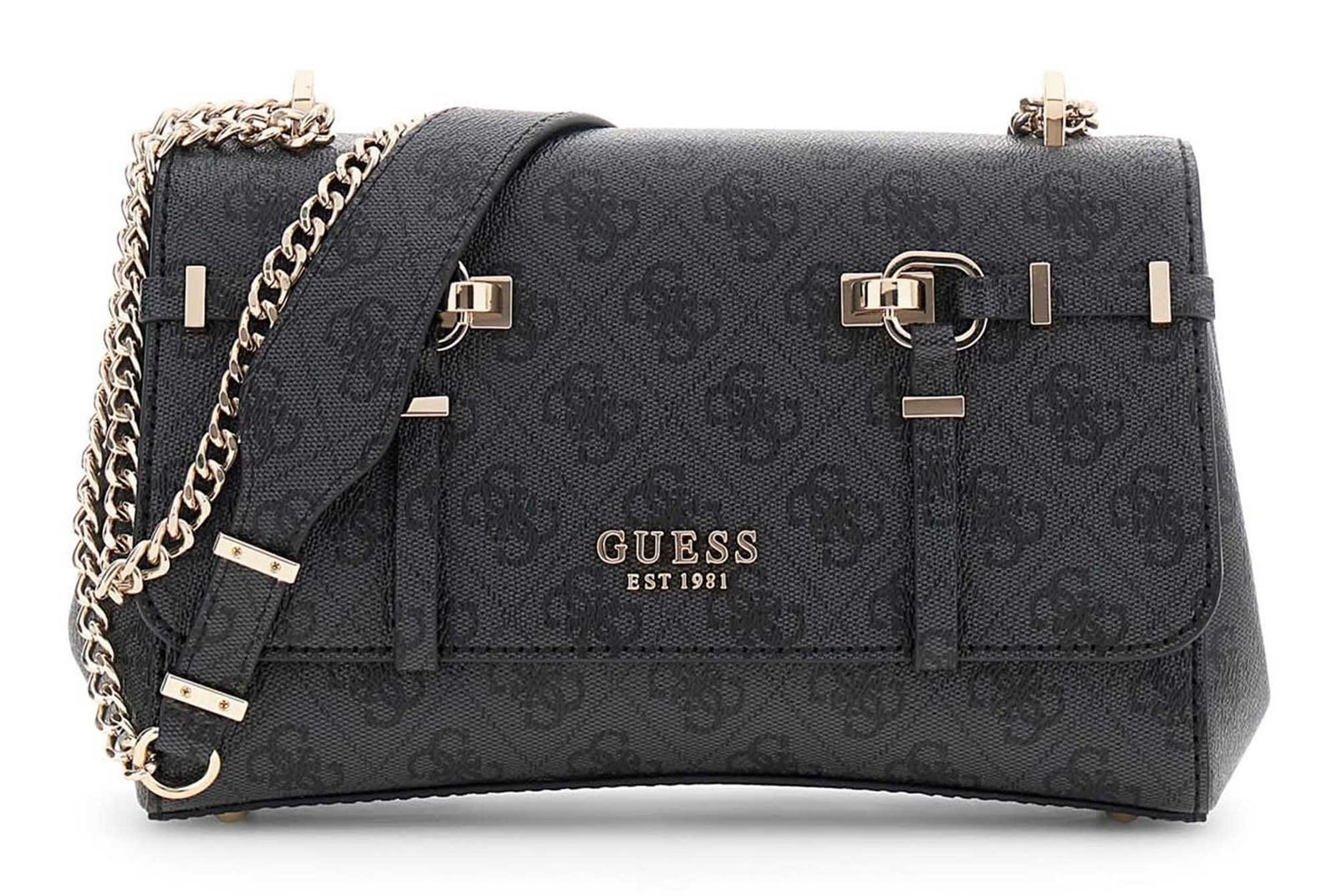 GUESS shoulder bag Leona Logo Convertible Xbody Flap Coal Logo