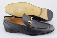 Men's GUCCI 'Jordaan' Black Leather Horsebit Loafers Size US 9.5 UK 8.5