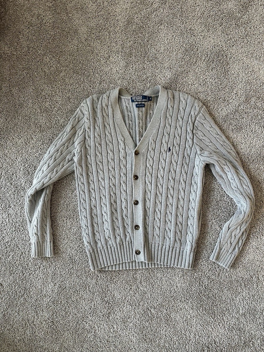 VTG 90s Ralph Lauren Cable Knit Cardigan Old Money Winter Staple